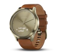 Garmin Vivomove HR GOLD ar grūnu ādas siksniņu (MAZS/VIDĒJS)