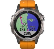 Garmin Fēnix 5 Plus Safīra/ titāna ar saules staru oranžu siksniņu