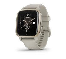 Garmin Venu SQ 2 Music Cream Gold Aluminum Bezel with French Gray Case and Silicone Band