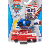 Paw Patrol True Metal Team komplekts ar 2 ugunsdzēsēju un policijas automašīnu ar Chase rotaļu transportlīdzekli