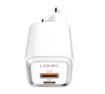 MFi sienas lādētājs LDNIO A2318M, USB-C+USB, USB-C līdz Lightning 20W