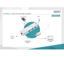 USB 3.0 centrmezgls, 3 portu Gigabit LAN adapteris