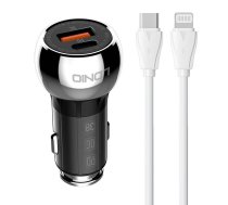 LDNIO C1 USB, USB-C Auto lādētājs + USB-C - Zibens kabelis