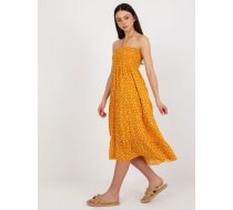 Sieviešu kleita ar dzeltenu apdruku