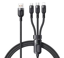 3in1 USB uz USB-C / Lightning / Micro USB kabelis, Mcdodo CA-0930, 6A, 1,2 m (melns)