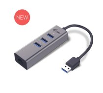 USB 3.0 metāla 3 portu HUB ar Gigabit Ethernet adapteri