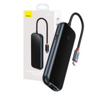 Hub 5in1 Baseus AcmeJoy sērijas USB-C līdz 2xUSB 3.0 + USB 2.0 + USB-C PD + RJ45 (tumši pelēks)