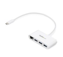 StarTech.com 3 portu USB-C centrmezgls ar Gigabit Ethernet — USB-C līdz 3x USB-A — USB 3.0 centrmezgls — balts ~ 3 portu USB-C centrmezgls ar Gigabit Ethernet — USB-C līdz 3x USB-A — USB 3.0 centrmezgls — 5 Gbps — balts