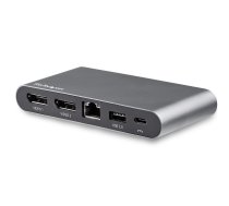 StarTech.com USB C dokstacija — 4K divu monitoru displeja pieslēgvieta — mini klēpjdatora dokstacija — 100 W strāvas padeves caurlaide — GbE, 2 portu USB-A centrmezgls — C tipa USB daudzportu adapteris — 3,3 collu kabelis