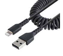 StarTech.com 1 m (3 ft) USB — Lightning kabelis, MFi sertificēts, satīts iPhone lādētāja kabelis, melns, izturīga TPE apvalka aramīda šķiedra, lieljaudas spoles zibens kabelis