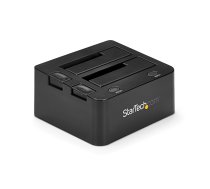 StarTech.com Dual-Bay USB 3.0 uz SATA cietā diska dokstacija, USB cietā diska dokstacija, ārējā 2,5/3,5" SATA I/II/III SSD/HDD dokstacija, karstās maiņas cietā diska nodalījums, augšēja ielāde