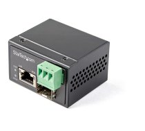 StarTech.com PoE+ rūpnieciskās šķiedras uz Ethernet mediju pārveidotājs 30 W — SFP uz RJ45 — vienmodu/daudzmodu šķiedru uz vara Gigabitu Ethernet — mini/kompakts izmērs — IP-30/ -40 līdz +75 C