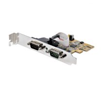 StarTech.com 2 portu PCI Express seriālās saskarnes karte, divu portu PCIe uz RS232 (DB9) seriālā karte, 16C1050 UART, zema/pilna profila kronšteini, COM saglabāšana, operētājsistēmai Windows/Linux