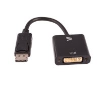 V7 melns video adapteris DisplayPort vīrs un DVI-I sieviete