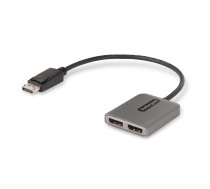 StarTech.com 2 portu DisplayPort MST centrmezgls, Dual 4K 60Hz, DP līdz 2x DisplayPort monitora adapteris, DP 1,4 vairāku monitoru video adapteris, 1 pēdas (30 cm) iebūvēts kabelis, barošana ar USB, tikai Windows