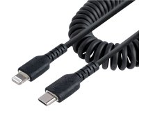 StarTech.com 20 collu / 50 cm USB C līdz Lightning kabelis, MFi sertificēts, satīts iPhone lādētāja kabelis, melns, izturīga TPE apvalka aramīda šķiedra, lieljaudas spoles zibens kabelis