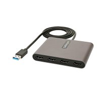 StarTech.com USB 3.0–4x HDMI adapteris — ārējā video un grafikas karte — no A tipa līdz četriem HDMI displeja adapteris — 1080p 60 Hz — vairāku monitoru USB A–HDMI pārveidotājs — tikai Windows