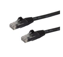 StarTech.com 1,5 m CAT6 Ethernet kabelis — melns CAT 6 gigabitu Ethernet vads — 650 MHz 100 W PoE RJ45 UTP tīkls/plākstera vads bez aizķeršanās ar spriedzes novēršanu, pārbaudīts/vadiem ir UL sertificēts/TIA