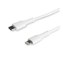 StarTech.com 6 pēdu (2 m) izturīgs balts USB-C kabelis ar Lightning — lieljaudas izturīgs aramīda šķiedras A tipa USB uz zibens lādētāja/sinhronizācijas strāvas vads — Apple MFi sertificēts iPad/iPhone 12