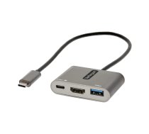 StarTech.com USB C daudzportu adapteris, USB-C uz HDMI 4K video, 100 W PD caurlaide, USB 3.0 centrmezgls 5 Gbps (1xType-C/1xA), USB-C mini dokstacija, USB-C ceļojumu dokstacija, pārnēsājama klēpjdatora dokstacija
