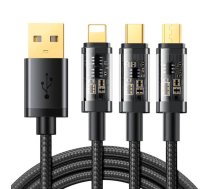 USB kabelis Joyroom S-1T3015A5 3in1 USB-C / Lightning / Micro USB 3.5A 1.2m (melns)