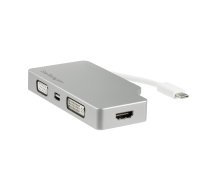 StarTech.com USB C vairāku portu video adapteris ar HDMI, VGA, Mini DisplayPort vai DVI — C tipa USB monitora adapteris HDMI 1.4 vai mDP 1.2 (4K) — VGA vai DVI (1080p) — sudraba alumīnijs