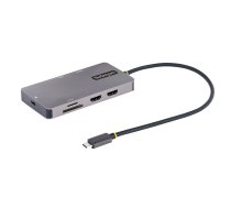 StarTech.com USB C daudzportu adapteris, Dual HDMI video, 4K 60Hz, 2Pt 5Gbps USB-A centrmezgls, 100 W strāvas padeves caurlaide/GbE/SD/MicroSD, 12 collu/30 cm kabelis, ceļojumu dokstacija, klēpjdatora dokstacijas