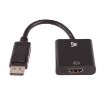 V7 melns video adapteris DisplayPort vīrs un HDMI mātīte