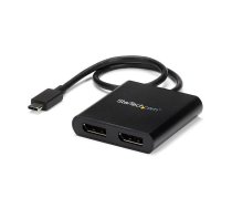 StarTech.com USB-C uz Dual DisplayPort 1.2 adapteris, USB Type-C vairāku monitoru MST centrmezgls, dubultā 4K 30Hz/1080p 60Hz DP klēpjdatora displeja paplašinātājs/dalītājs, īpaši garš iebūvēts kabelis — tikai Windows