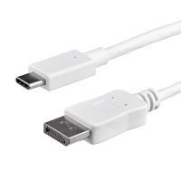 StarTech.com 3 pēdu/1 m USB C uz DisplayPort 1.2 kabelis 4K 60 Hz — USB C uz DisplayPort adaptera kabelis HBR2 — USB C tipa DP alternatīvā režīma uz DP monitora video kabelis — darbojas ar Thunderbolt 3 — balts