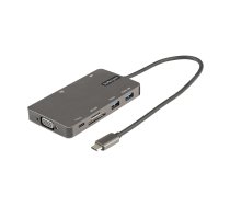 StarTech.com USB C daudzportu adapteris — HDMI 4K 30 Hz vai VGA ceļojumu dokstacija — 5 Gbps USB 3.0 centrmezgls (USB A/USB C pieslēgvietas) — 100 W barošanas padeve — SD/Micro SD — GbE — 30 cm kabelis — USB C mini doks