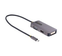 StarTech.com USB C video adapteris, USB C uz HDMI DVI VGA adapteris, līdz 4K 60 Hz, alumīnijs, vairāku portu video displeja adapteris, Thunderbolt 3/4 saderīgs, C tipa USB ceļojumu adapteris