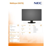 Multisync EA271Q 27 WQHD melns monitors