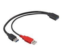 USB 3.0 Y kabelis, 2x spraudnis A > ligzda A