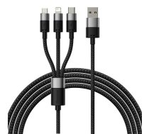 3in1 USB kabelis Baseus StarSpeed ​​​​Series, USB-C + Micro + Lightning 3.5A, 1.2m (melns)