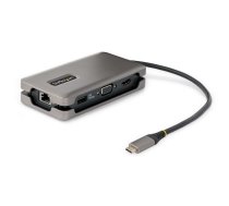 StarTech.com USB-C daudzportu adapteris — HDMI/VGA — 4K 60 Hz — 3 portu USB centrmezgls — 100 W strāvas padeves caurlaide — GbE — ceļojumu mini dokstacija ar uzlādi — 1 pēdas/30 cm aptīšanas kabelis