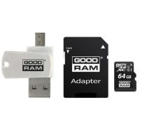 microSDHC karte 64GB CL10 + adapteris + karšu lasītājs