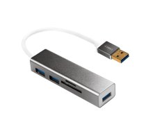 USB 3.0 3-portu centrmezgls ar karšu lasītāju