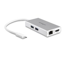 StarTech.com USB-C daudzportu adapteris — USB C ceļojumu dokstacija ar 4K HDMI — 60 W strāvas padeves caurlaide, GbE, 2 pt USB-A 3.0 centrmezgls — pārnēsājams mini USB C tipa dokstacija klēpjdatoram — balts