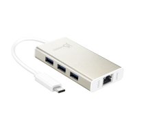 j5create JCH471 USB-C™ Gigabit Ethernet & Hub multiadapteris, metālisks šampanietis