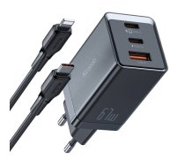 Mcdodo CH-1544 GaN sienas lādētājs, 2x USB-C, 1x USB, 67W + USB-C uz USB-C kabelis (melns)