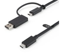 StarTech.com 3 pēdu (1 m) USB-C kabelis ar USB-A adaptera sargspraudni — hibrīds 2 in-1 USB C kabelis ar USB-A — USB-C uz USB-C (10 Gbps/100 W PD), USB-A uz USB-C (5Gbps) — ideāli piemērots hibrīda dokstacijām
