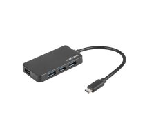 USB3.0 4-portu zīdtārpiņa melns USB-C centrmezgls