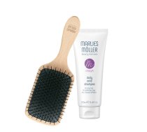 Set Marlies Moller: Marine Moisture, Scalp Brush + Daily Mild, Silicone Free, Hair Shampoo, Deep Cleansing, 100 ml