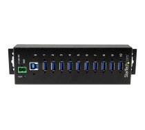 StarTech.com 10 portu rūpnieciskais USB 3.0 centrmezgls — ESD un pārsprieguma aizsardzība ~ 10 portu USB 3.0 centrmezgls — 5 Gbps — metāla rūpnieciskais USB A centrmezgls ar ESD un pārsprieguma aizsardzību — Din sliede, piestiprināms pie sienas vai rakstā