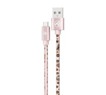 Tellur Graffiti USB uz Type-C kabelis 3A 1m rozā krāsā