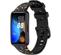 Silikona siksniņa ar krāsainu motīvu Huawei Watch Band 8 - melna