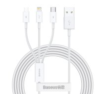 USB kabelis 3in1 Baseus Superior Series, USB uz mikro USB / USB-C / Lightning, 3,5 A, 1,2 m (balts)