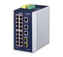 PLANET IGS-20160HPT tīkla slēdzis Pārvaldīts L2/L3 Gigabit Ethernet (10/100/1000) Power over Ethernet (PoE) Zils, balts