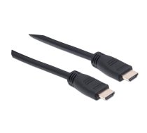 Manhetenas HDMI kabelis ar Ethernet (CL3 novērtējums, piemērots lietošanai sienā), 4K@60Hz (Premium High Speed), 8 m, no vīrieša līdz vīrietim, melns, Ultra HD 4k x 2k, iebūvēts sienā, pilnībā ekranēts, zeltīts Kontakti, Mūža garantija, Polybag